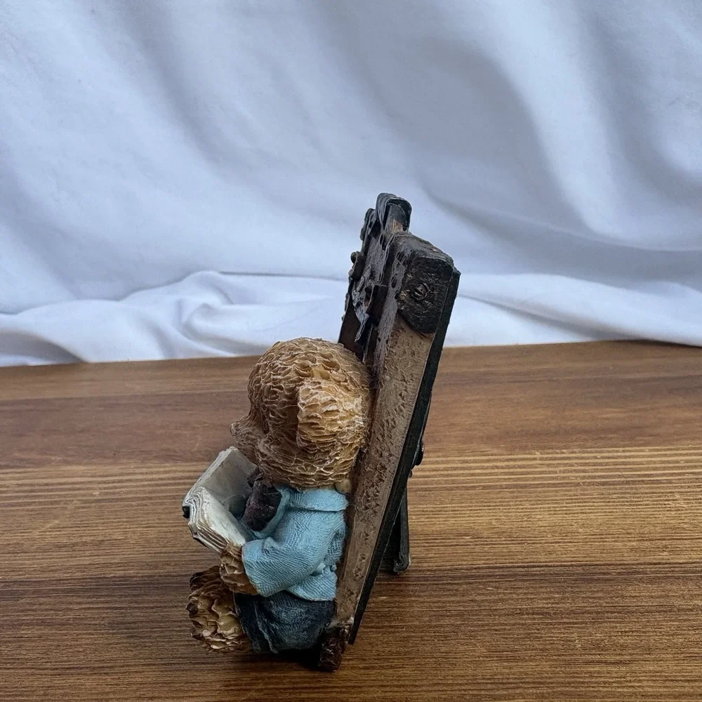 Teddy Bear Reading Book Mini Photo Frame Resin Desk Picture Frame 2x2 Decor
